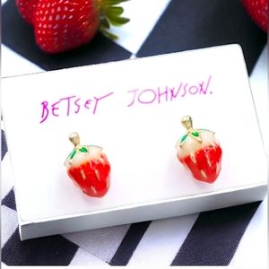 Gold-plated small strawberry earrings with silver post BOGO
